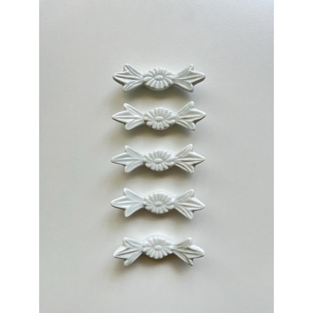 VTG Set of 5 blue glazed ceramic floral chopstick/utensil rests Handmade artisan